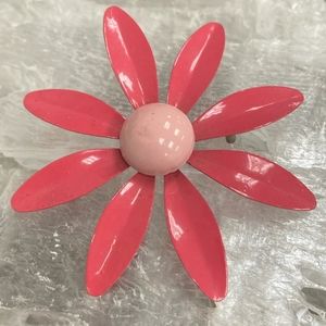 Vintage hot pink flower brooch